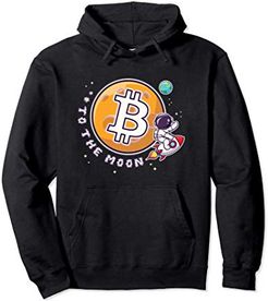 Bitcoin Alla Luna Astronauta Crypto Cryptovalute Trader BTC Felpa con Cappuccio