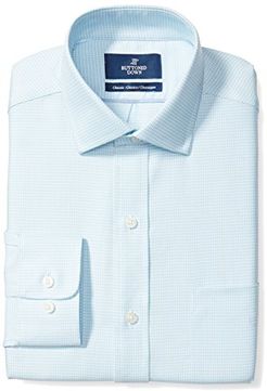 Classic Fit Button-Collar Pattern Dress Shirt Camicia, Blu (Aqua/Blue Houndstooth), 16" Neck 37" Sleeve