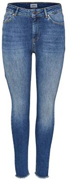 Onlblush Mid Ank Raw Jeans Rea1303 Noos Skinny, Blu (Dark Blue Denim), W25/L32 (Taglia Produttore: X-Small) Donna