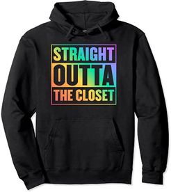 Straight Outta The Closet Funny Trendy LGBTQ Gay Pride Stuff Felpa con Cappuccio