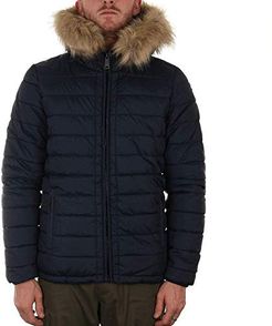 NYC Quilted Hooded Giacca, Blu (Navy), S Uomo