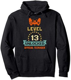 Official Teenager 13th Birthday Gamer Gift Level 13 Unlocked Felpa con Cappuccio