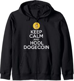 Mantieni la calma e HODL Dogecoin Funny Crypto Blockchain Felpa con Cappuccio