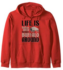 Life is Better With Buffalo Felpa con Cappuccio