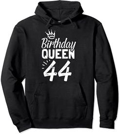 44th Birthday Queen Women Happy Birthday Party Funny Crown Felpa con Cappuccio