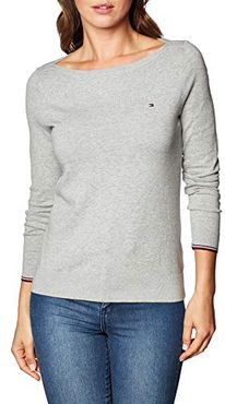 New Ivy Boat-nk Sweater LS Maglione, Mid Grey Heather, S Donna