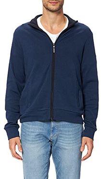 Sweat-Shirt Jacket Stand-up Collar Zip Interlock Bicolor Minimal Dessin Maglia di Tuta, Blu, S Uomo