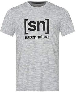 super.natural T-Shirt, Ash Melange/Jet Black Logo, S Mens