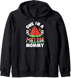 One In A Melon Mommy Watermelon Mom Funny Family Matching Felpa con Cappuccio