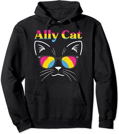 Ally Cat Sunglasses Pansexual Pan Pride Flag LGBTQ Men Women Felpa con Cappuccio