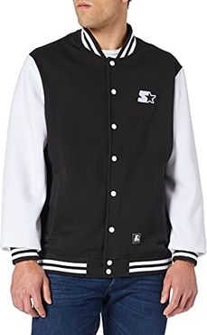 Jacke Starter College Fleece Jacket Giacca, Nero/Bianco, M Uomo