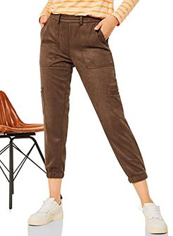 374455 Pantaloni, Toffee Brown Suede, L Donna