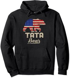 Tata Bear American Flag Distress Fathers Day Gift For Men Felpa con Cappuccio