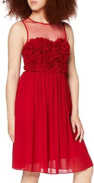 Chiffon Dress with Flowers Vestito Elegante, Rosso (Lipstick-Red Lipstick-Red), 50 (Taglia Produttore: 44) Donna