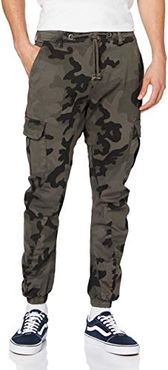 Camo Cargo Jogging Pants Pantaloni, Grigio Militare, 36W x 31L Uomo