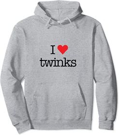 I Love Twinks with Heart Cute Shirt for Gay Men LGBT Pride Felpa con Cappuccio