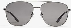 GG0410SK (Ruthenium/Grey/Dark Havana) Fashion Sunglasses