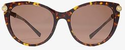 VE4364Q (Havana/Ebony Leather/Brown) Fashion Sunglasses