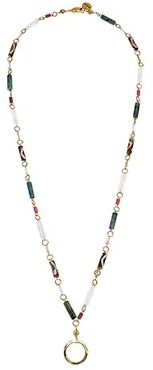Multi Semi-Precious Stone Necklace with Sunglass Holder (Pink Mix) Necklace