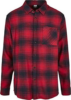 Oversized Checked Grunge Shirt Camicia, Nero/Rosso, L Uomo