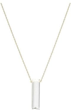 18K Gold Plated Sterling Silver Necklace with Clear Quartz Pendant (Clear Quartz) Necklace