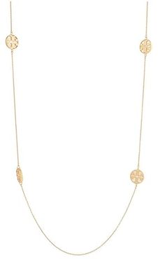 Kira Semi-Precious Long Necklace (Rolled Brass/Mother-of-Pearl) Necklace
