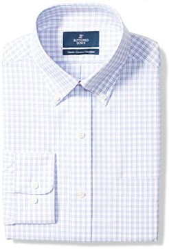 Classic Fit Button Collar Pattern Dress Shirt Camicia, Viola (Purple/Blue Check), 16.5" Neck 34" Sleeve