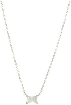 Sterling Silver Necklace with Rose Quartz Rectangle (Rose Quartz) Necklace