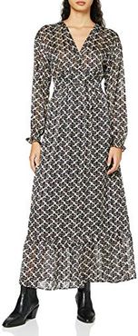 Sheer Feminine Maxi Dress with Allover Print Abito Casual, Combo F/0222, S Donna