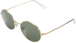 54 mm RB1970 Oval Metal Sunglasses (Legend Gold/Green) Fashion Sunglasses