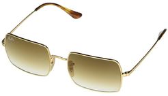 54 mm RB1969 Rectangle Metal Sunglasses (Gold/Clear Gradient Brown) Fashion Sunglasses