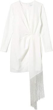 White Crepe Fringe Mini (Ivory) Women's Clothing