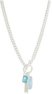 Stone Pendant Necklace (Aqua) Necklace