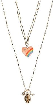 Rainbow Heart Layer Necklace (Gold/Multi) Necklace