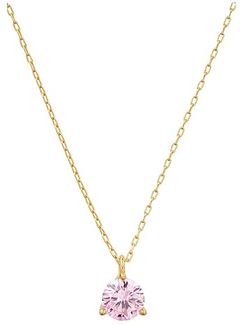 Brilliant Statements Mini Trio Prong Pendant Necklace (Pink) Necklace