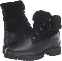 Jayne Waterproof Teddy Fleece Fold Down (Black Full Grain) Women's Lace-up Boots