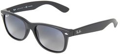 RB2132 New Wayfarer Polarized 55mm (Matte Black/Gray Blue Mirror Polar) Fashion Sunglasses