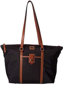Camden Large Zip Tote (Black/Dark Chocolate Trim) Tote Handbags