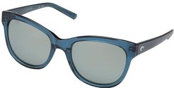 Bimini (Gray Silver Mirror 580G/Shiny Deep Teal Crystal) Fashion Sunglasses