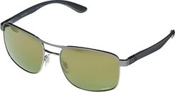 RB3660CH Square Metal Sunglasses 58 mm - Polarized (Matte Gunmetal/Shiny Gunmetal) Fashion Sunglasses