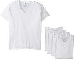 4-Pack Platinum X-Temp Combed Cotton V-Neck (White) Men's Clothing