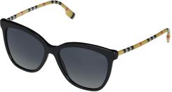 0BE4308 (Black Vintage Check/Polarized Grey) Fashion Sunglasses