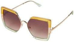 Tulum (Bright Gold Triple Lamination/Gold/Brown Gradient) Fashion Sunglasses