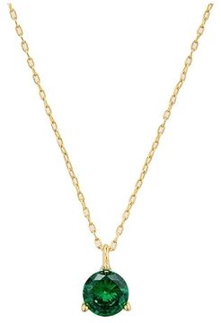 Brilliant Statements Mini Trio Prong Pendant Necklace (Emerald) Necklace