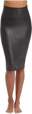 Faux Leather Pencil Skirt (Very Black) Women's Skirt