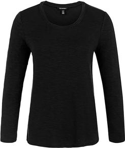 Long Sleeve Crew Neck with Side Slits (Black) Women's Sweater