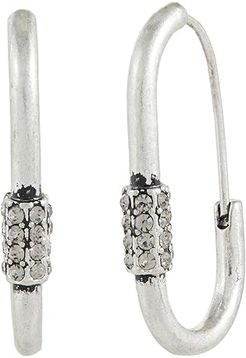 Pave Carabiner Small Hoop Earrings (Black Diamond/Warm Silver) Earring