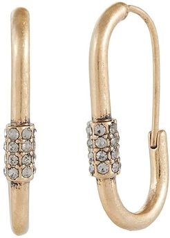 Pave Carabiner Small Hoop Earrings (Black Diamond/Warm Brass) Earring