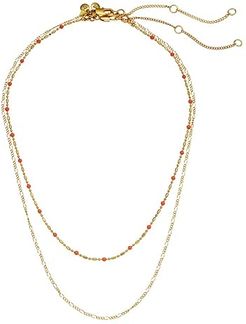 Delicate Enamel Necklace Set (Neon Coral) Necklace