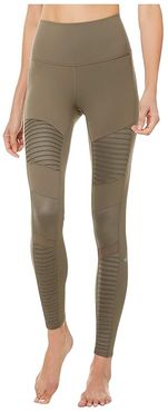 High Waisted Moto Leggings (Olive Branch) Women's Workout